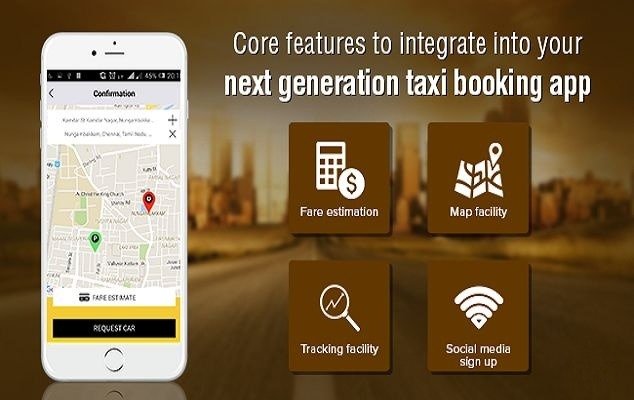 Taxi booking app screenshot