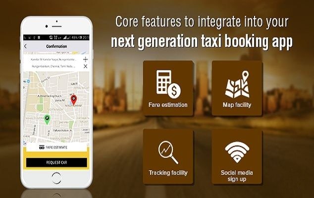 Taxi booking app screenshot